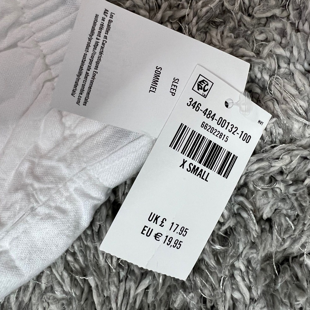 Womens Sleep Shorts By Hollister XS White Cotton Class of '25 Pockets Soft Girl - Picture 6 of 10